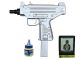 Double Eagle M33 SMG Spring Pistol Rifle (Silver)  with BB Pellets and Target (Bundle Deal)